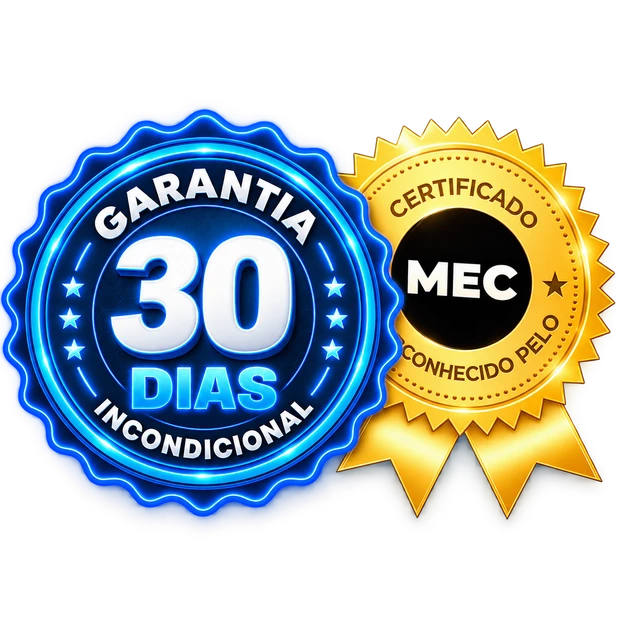 Selo de garantia de 30 dias incondicional e certificado MEC